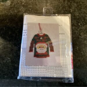 Santa Sweater Cross Stitch Ornament Kit - Green & Red sweater